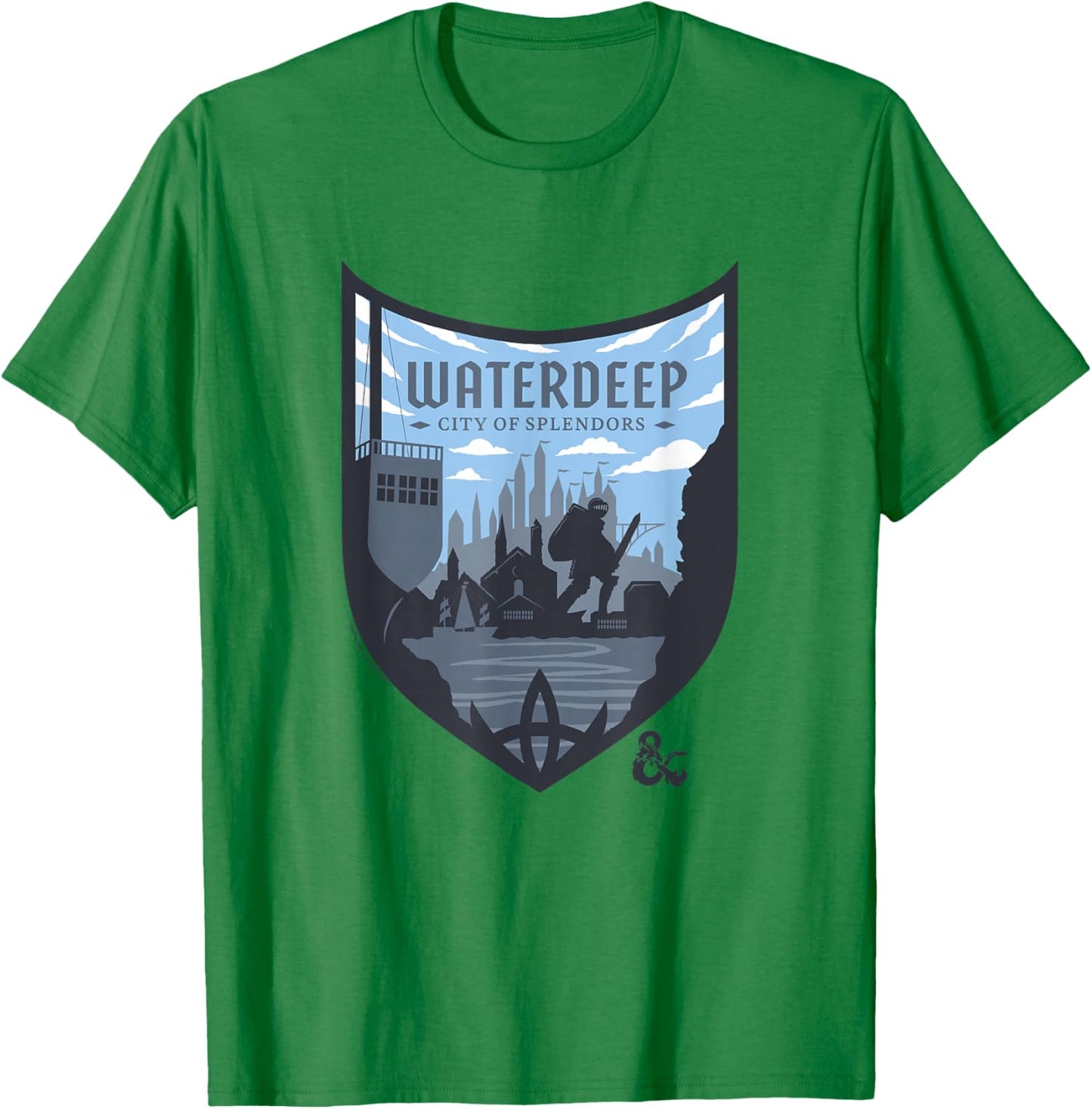 Dungeons & Dragons Waterdeep City Of Splendors Shield Logo T-Shirt - T-Shirt | Irish Green