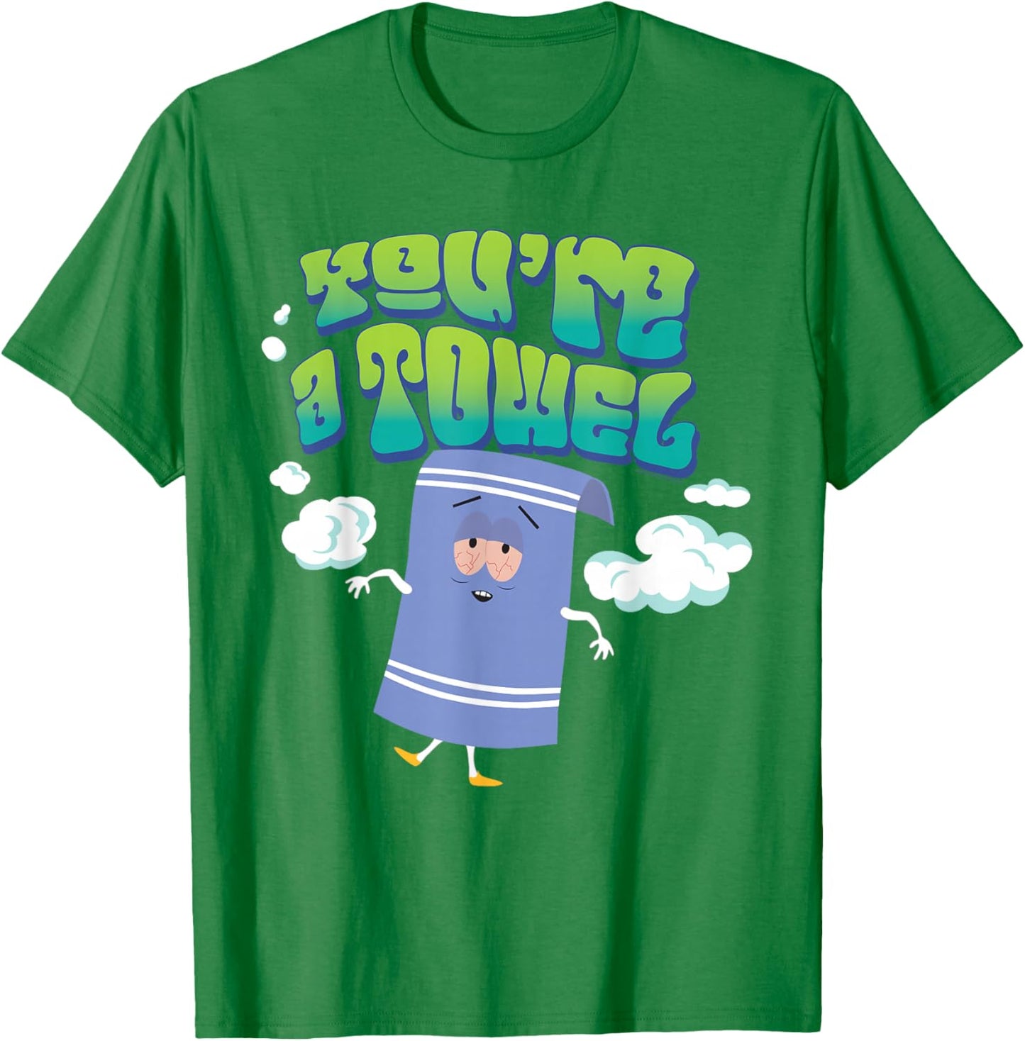 South Park Towelie You're a Towel Clouds Funny Cartoon T-Shirt - T-Shirt | Irish Green
