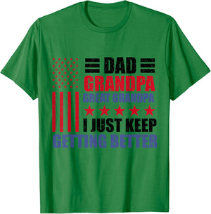 Usa Dad Grandpa Great Grandpa Father's Day American Flag Men T-Shirt - T-Shirt | Irish Green