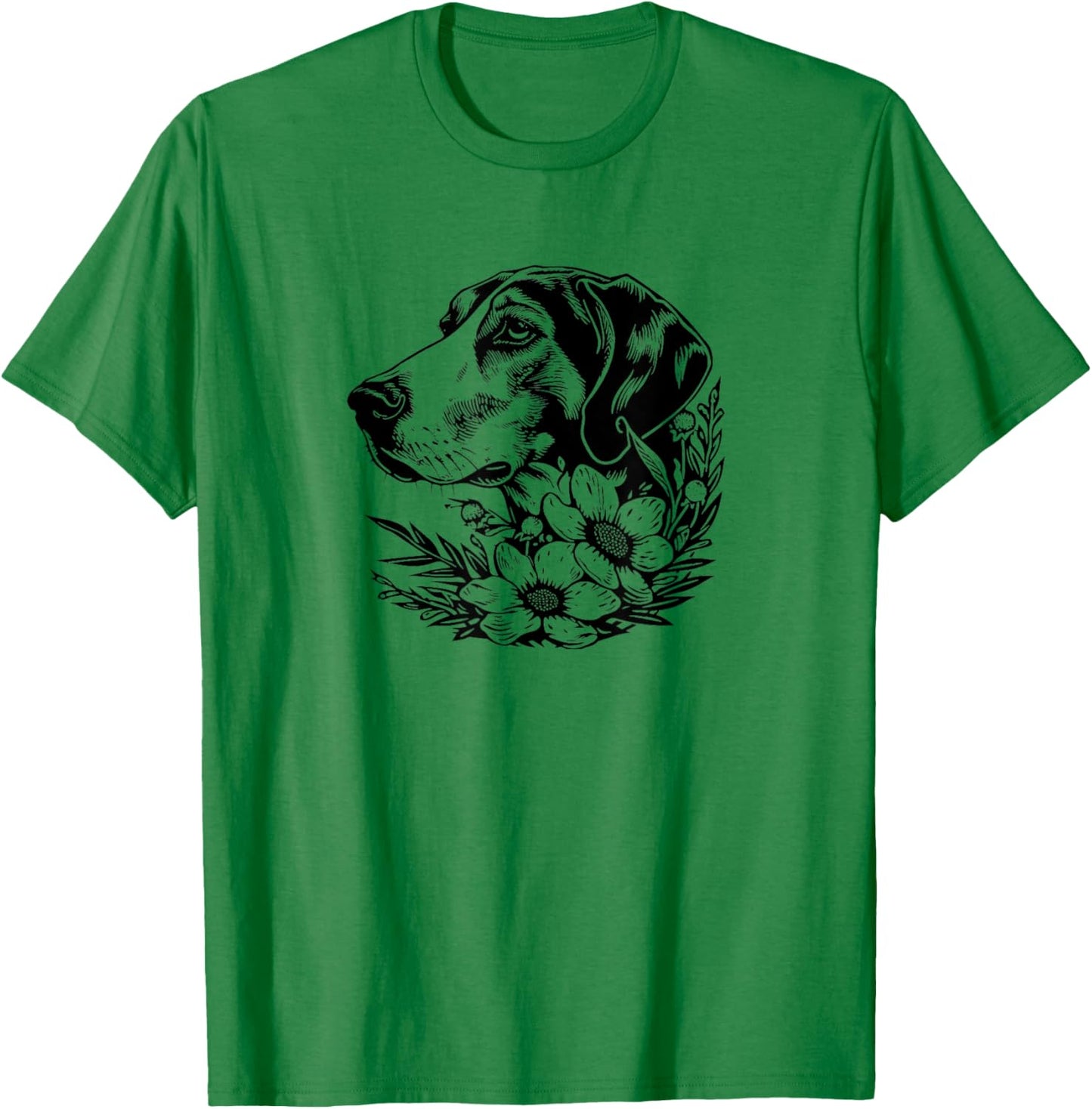 Cute Floral Illustration Art American Foxhound Lover T-Shirt - T-Shirt | Irish Green