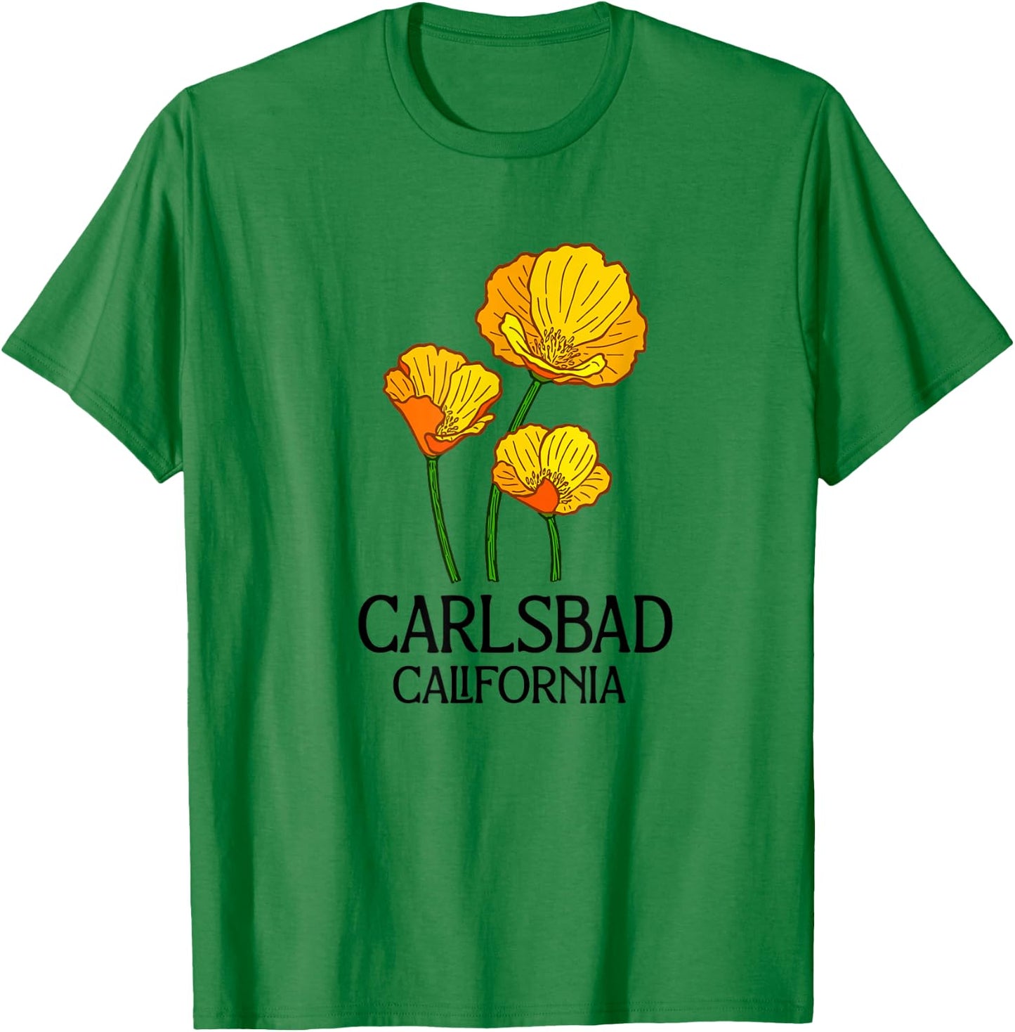 Carlsbad California CA Poppy Flower State City Vintage T-Shirt - T-Shirt | Irish Green