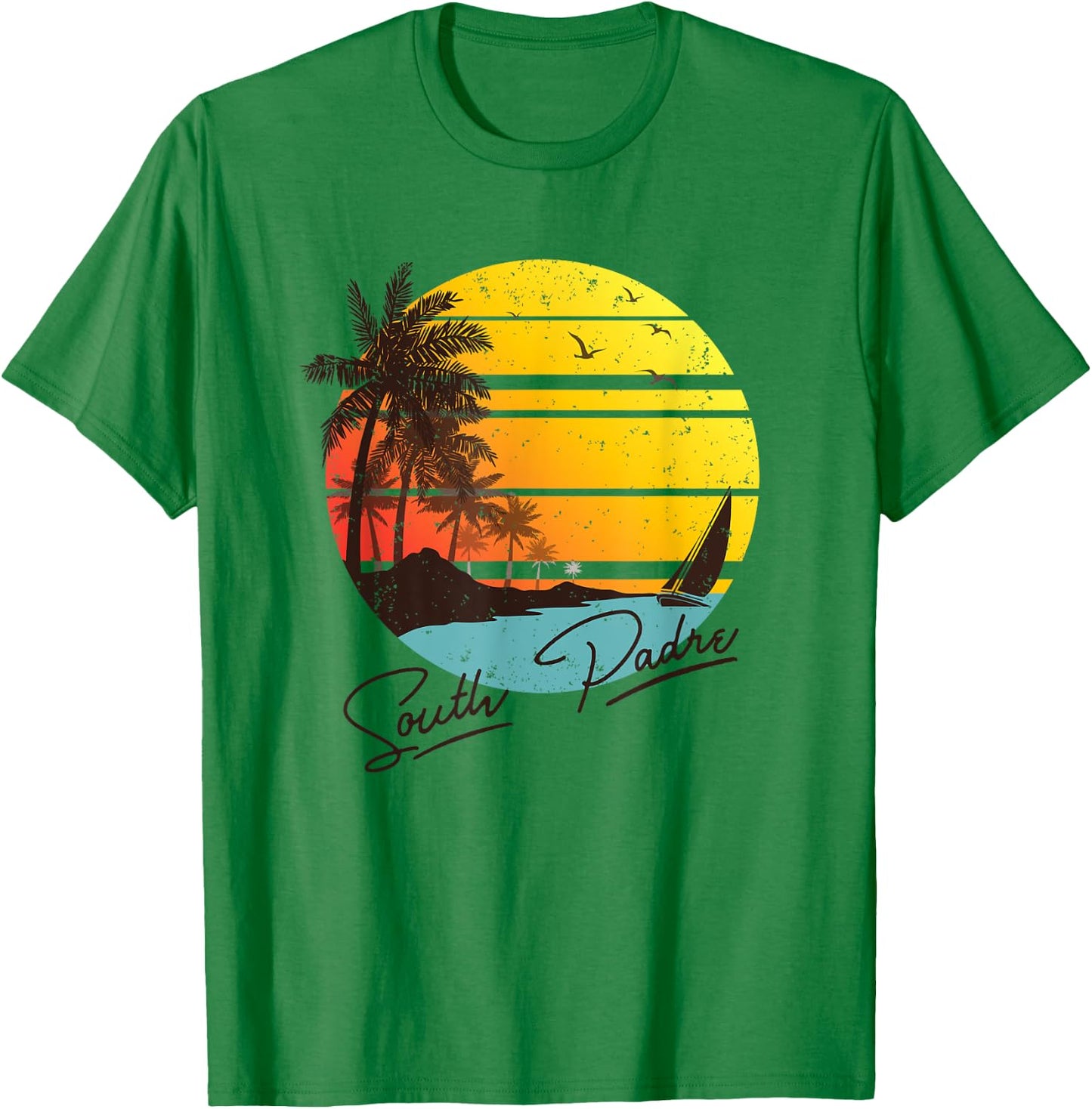 South Padre Island Texas Retro Summer Tropical Beach T-Shirt - T-Shirt | Irish Green