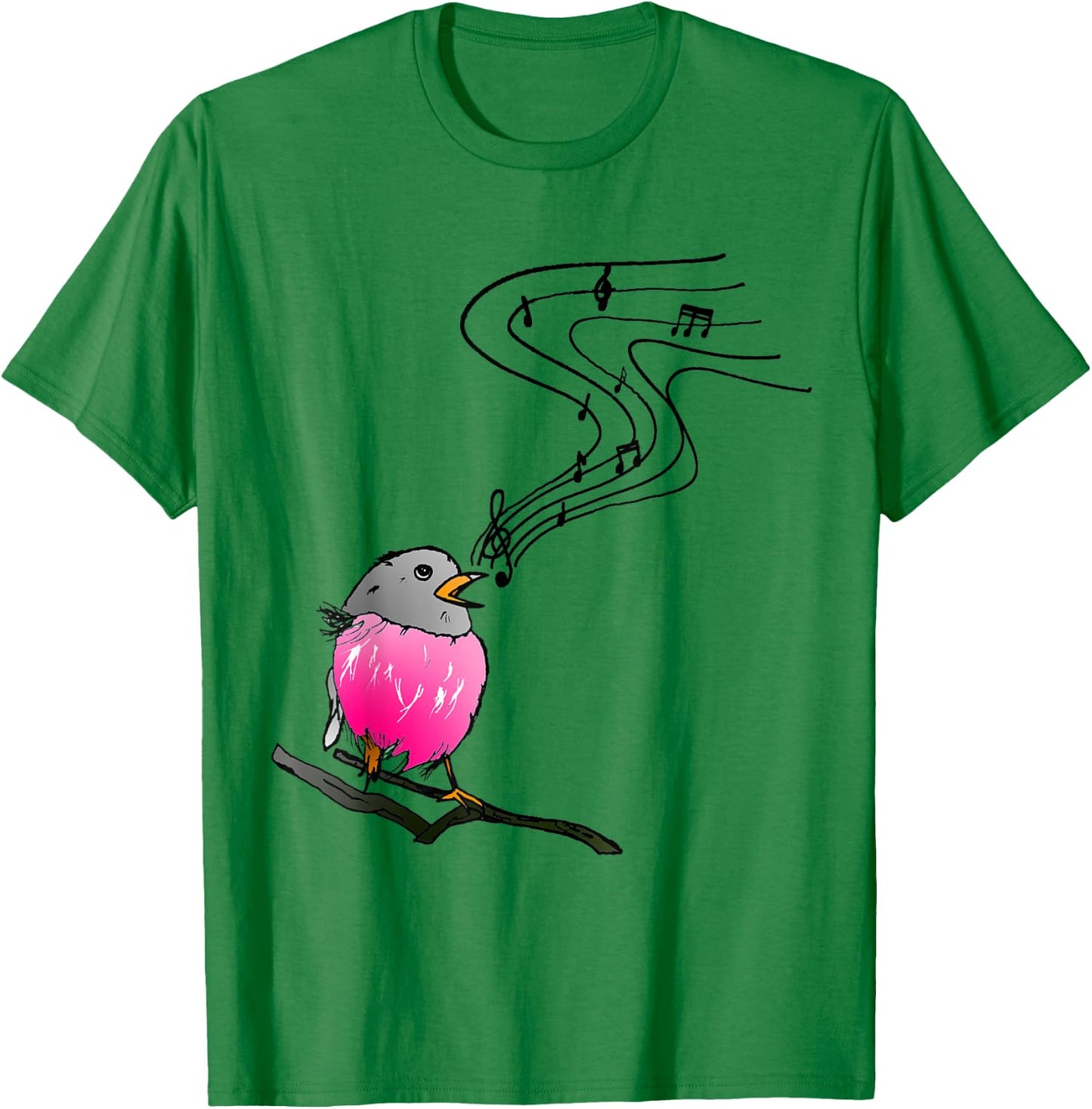 Singing bird classical music notes musician robin bird lover T-Shirt - T-Shirt | Irish Green