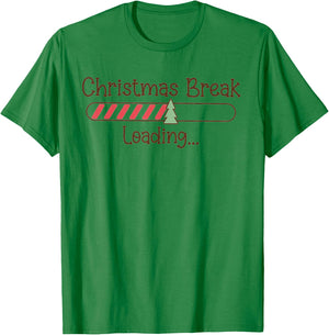 Christmas Break Loading Funny Christmas Teacher Educator T-Shirt - T-Shirt | Irish Green
