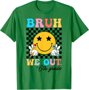Bruh We Out 6th Grade Teacher Retro Happy Last Day Of School T-Shirt - T-Shirt | Irish Green