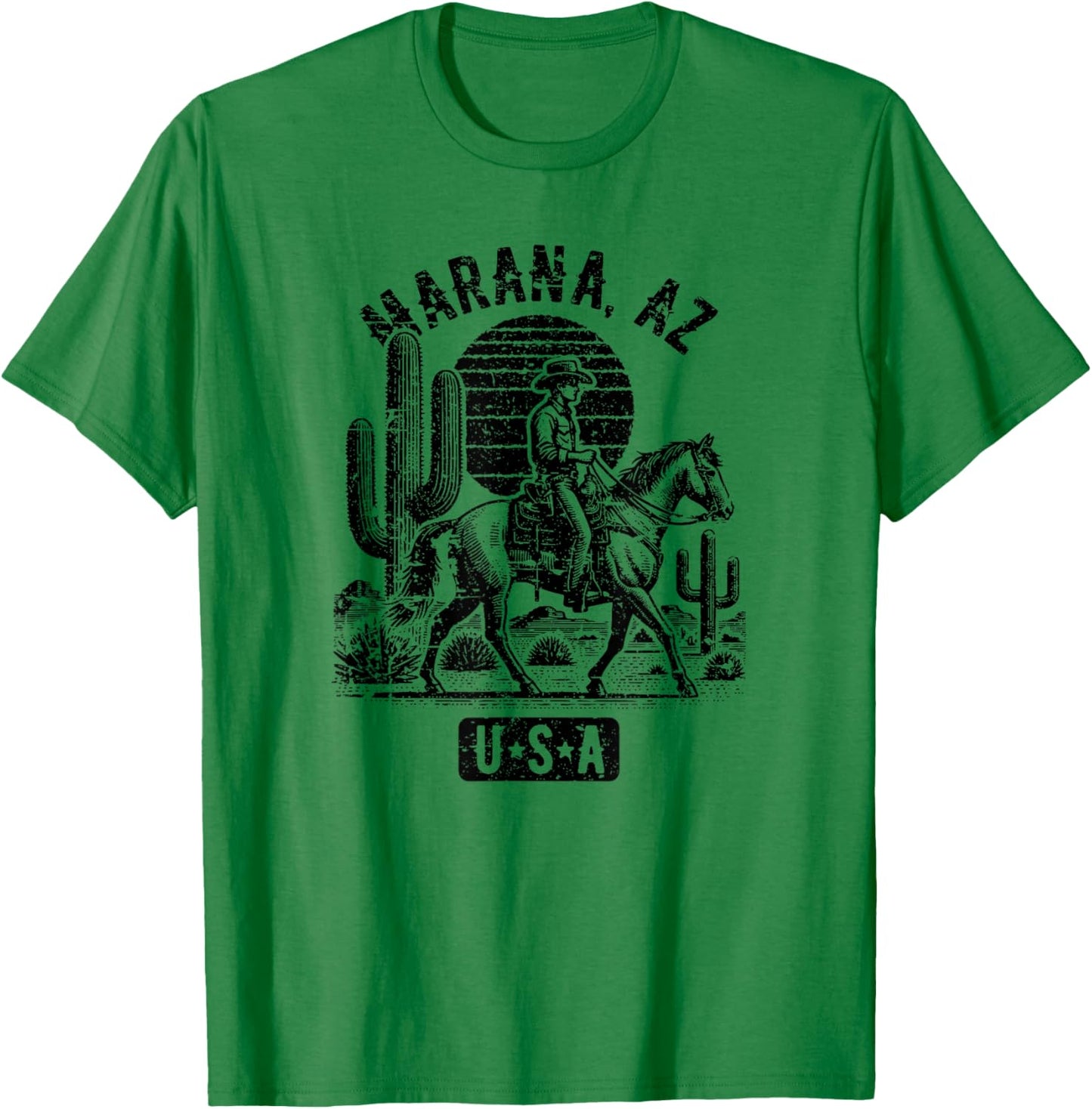 Marana Arizona USA Cowboy Horse Vintage Style Design T-Shirt - T-Shirt | Irish Green