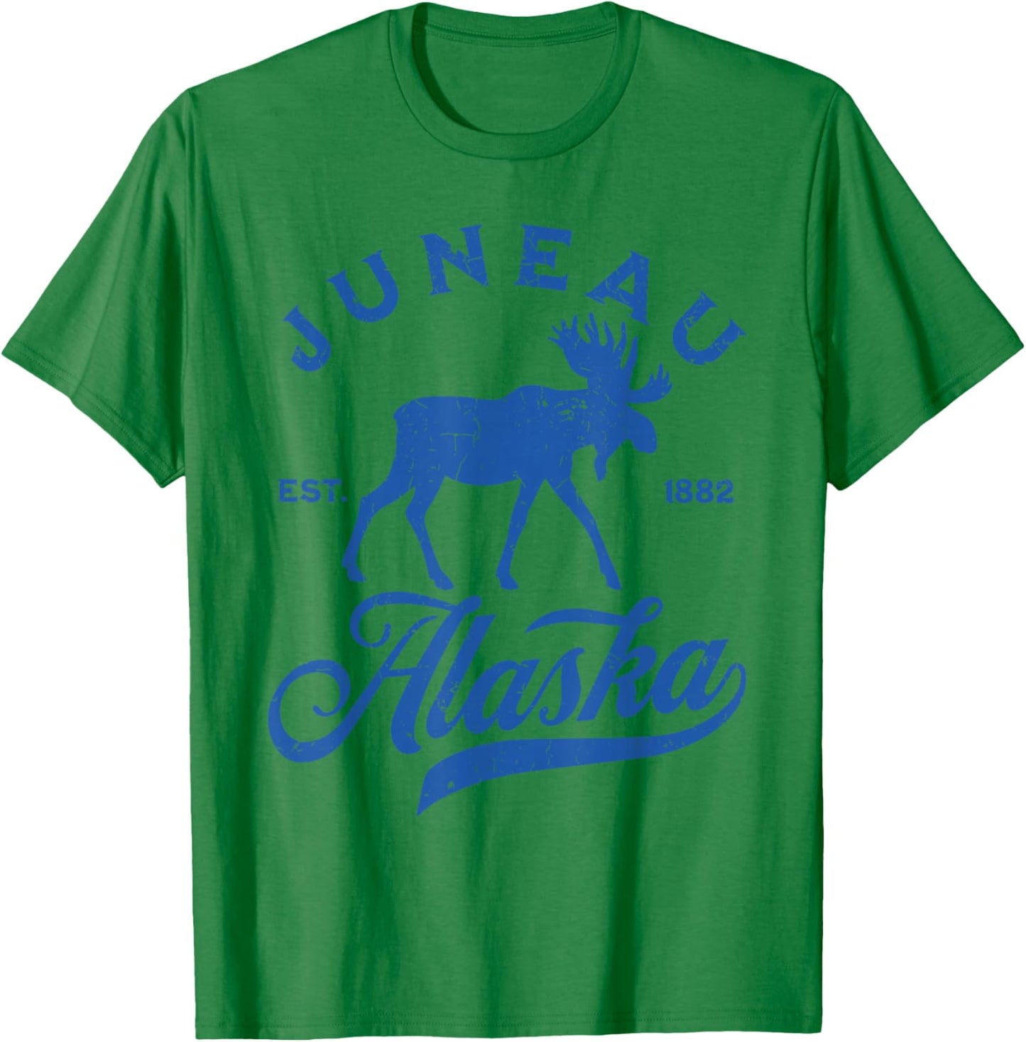 Vintage Juneau Alaska AK Moose Family Vacation Souvenir T-Shirt - T-Shirt | Irish Green