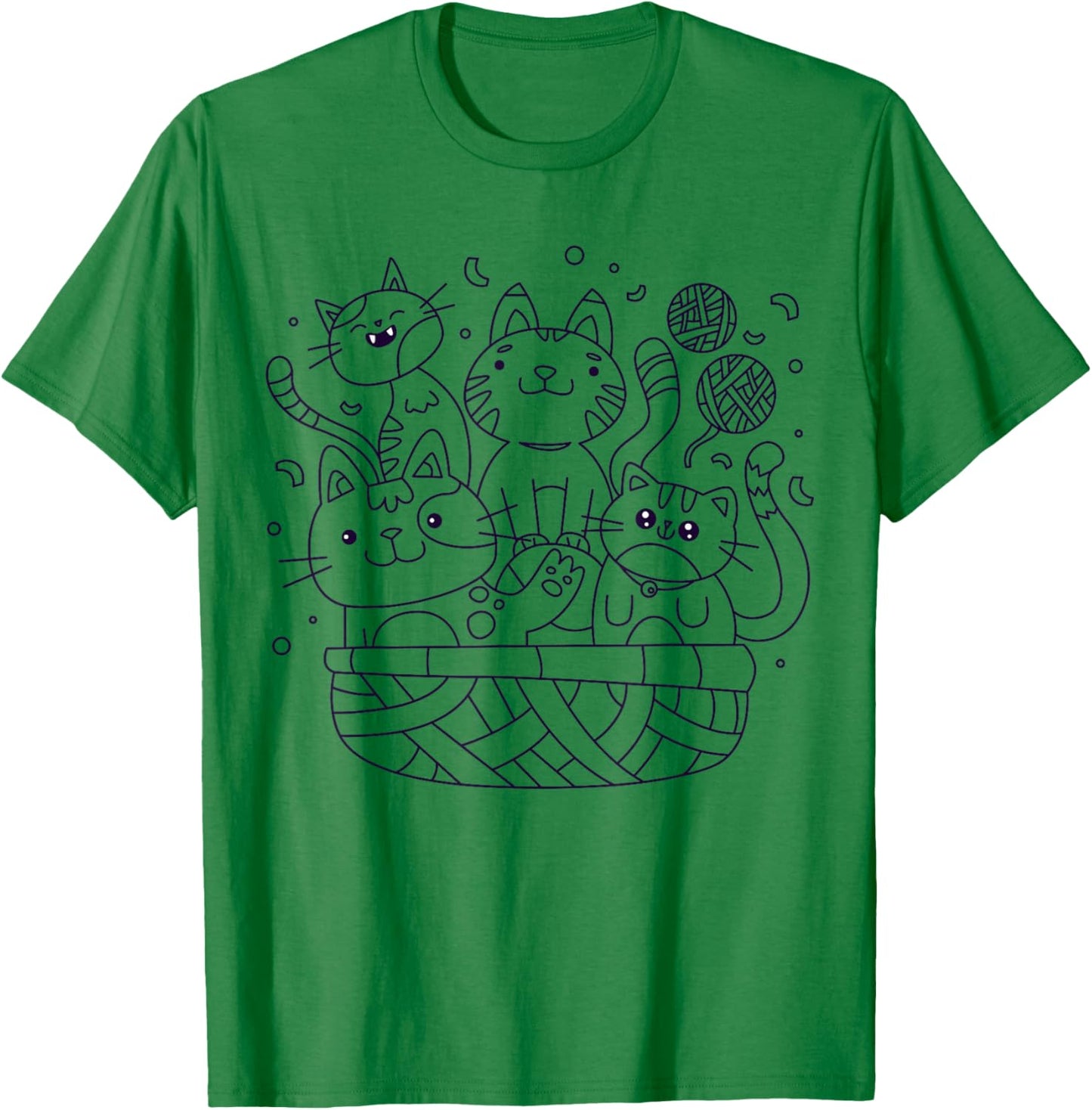 Cats in a basket to paint and color T-Shirt - T-Shirt | Irish Green