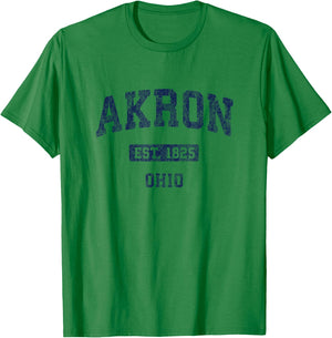 Akron Ohio Vintage Athletic Sports Design T-Shirt - T-Shirt | Irish Green