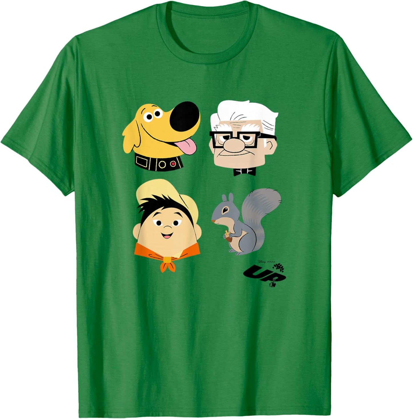 Disney Pixar Up Carl Russell Dug & Squirrel Group Shot T-Shirt - T-Shirt | Irish Green