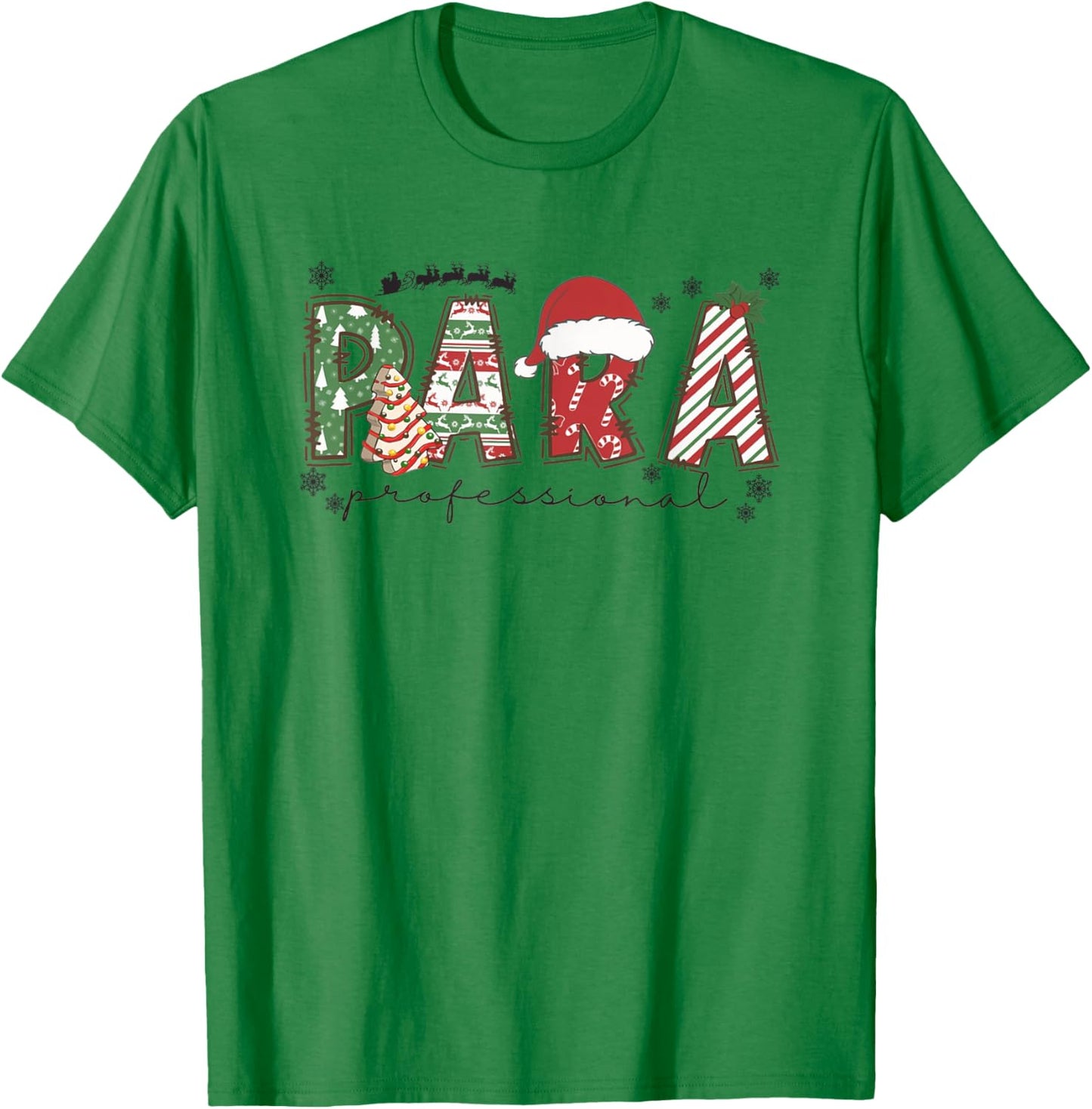 Women Paraprofessional Christmas Para Teacher Assistant T-Shirt - T-Shirt | Irish Green