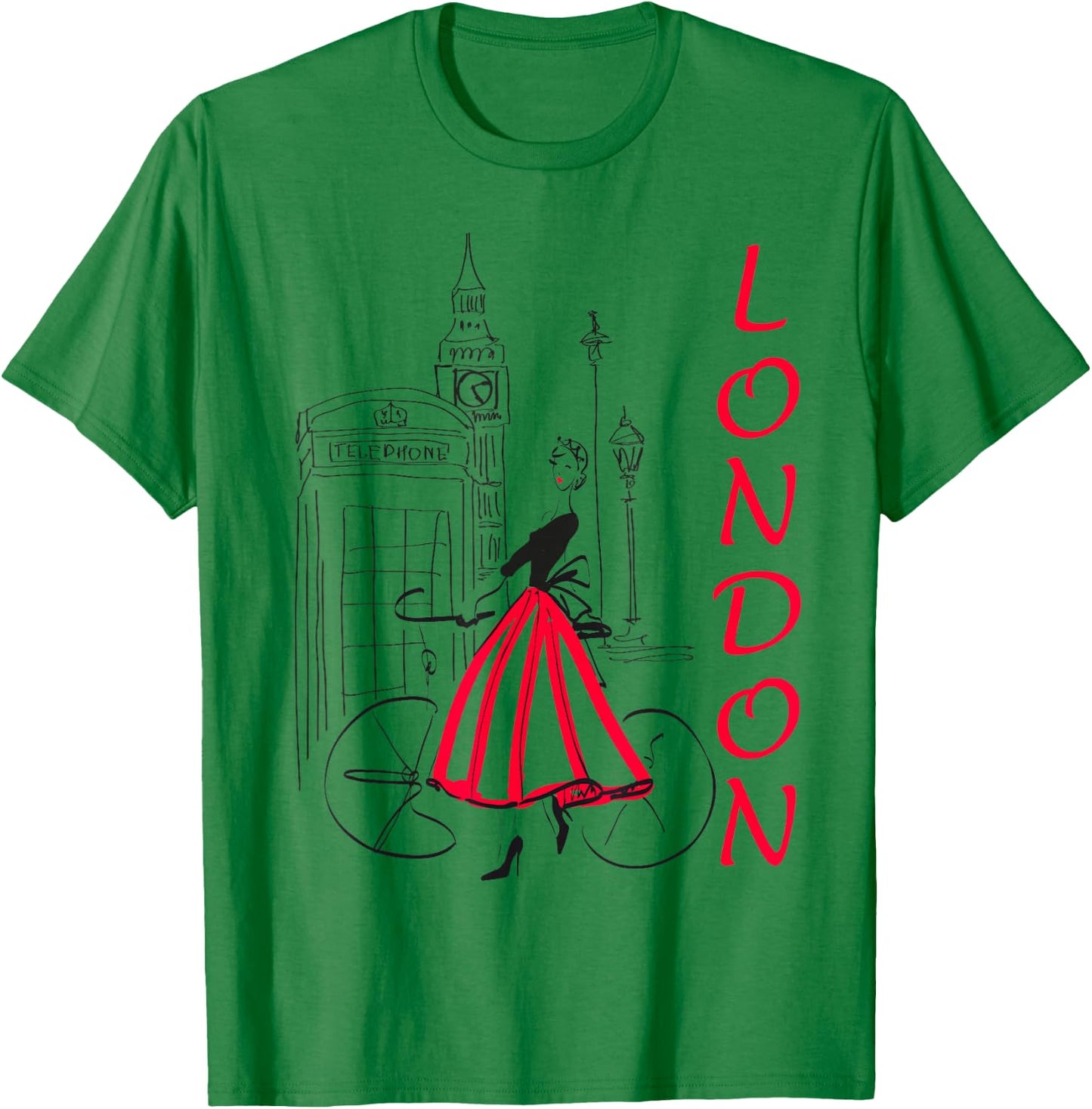 London - Woman - Big Ben Shirt - Bicycle - 5 T-Shirt - T-Shirt | Irish Green