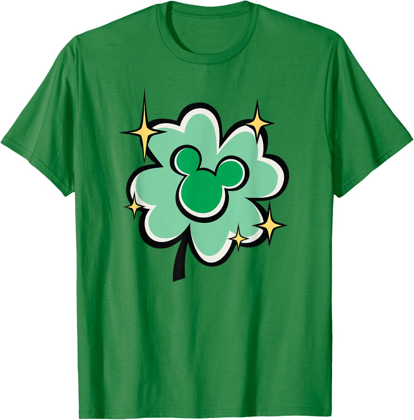 Disney St. Patrick's Day Mickey Mouse Lucky Four-Leaf Clover T-Shirt - T-Shirt | Irish Green