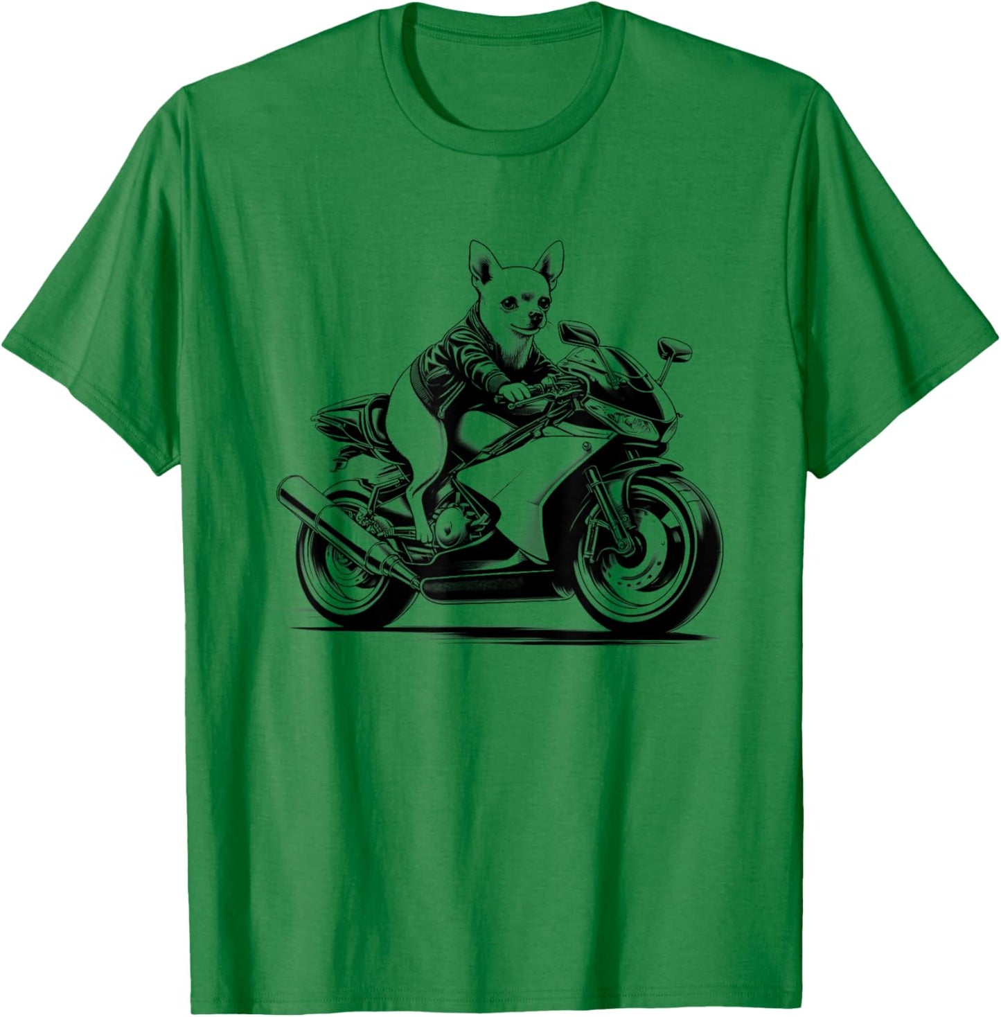 Cool Chihuahua Riding a Motorcycle Biker Dog Lover Women Kids T-Shirt - T-Shirt | Irish Green