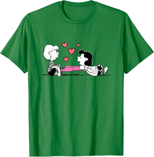 Peanuts - Lucy and Schroeder Heart T-Shirt - T-Shirt | Irish Green