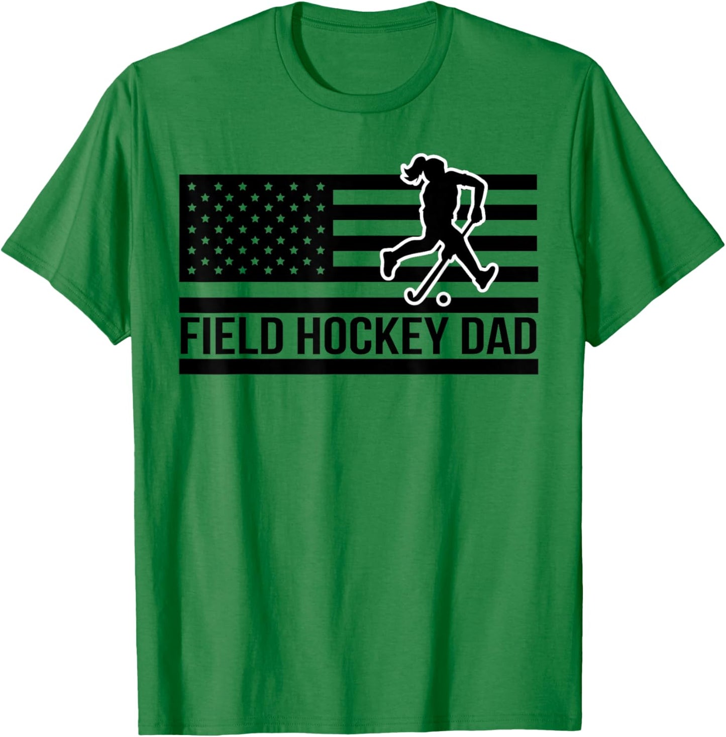 Field Hockey Dad Of A Field Hockey Player Father US Flag T-Shirt - T-Shirt | Irish Green