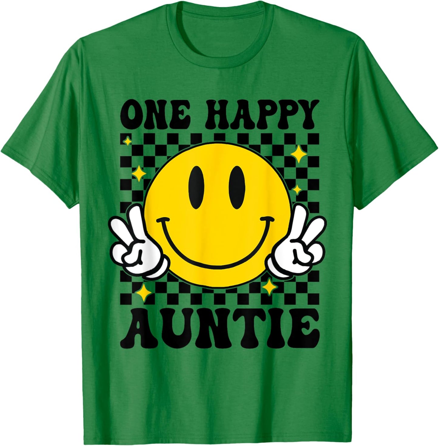 One Happy Dude Auntie happy face 1st Birthday Family T-Shirt - T-Shirt | Irish Green