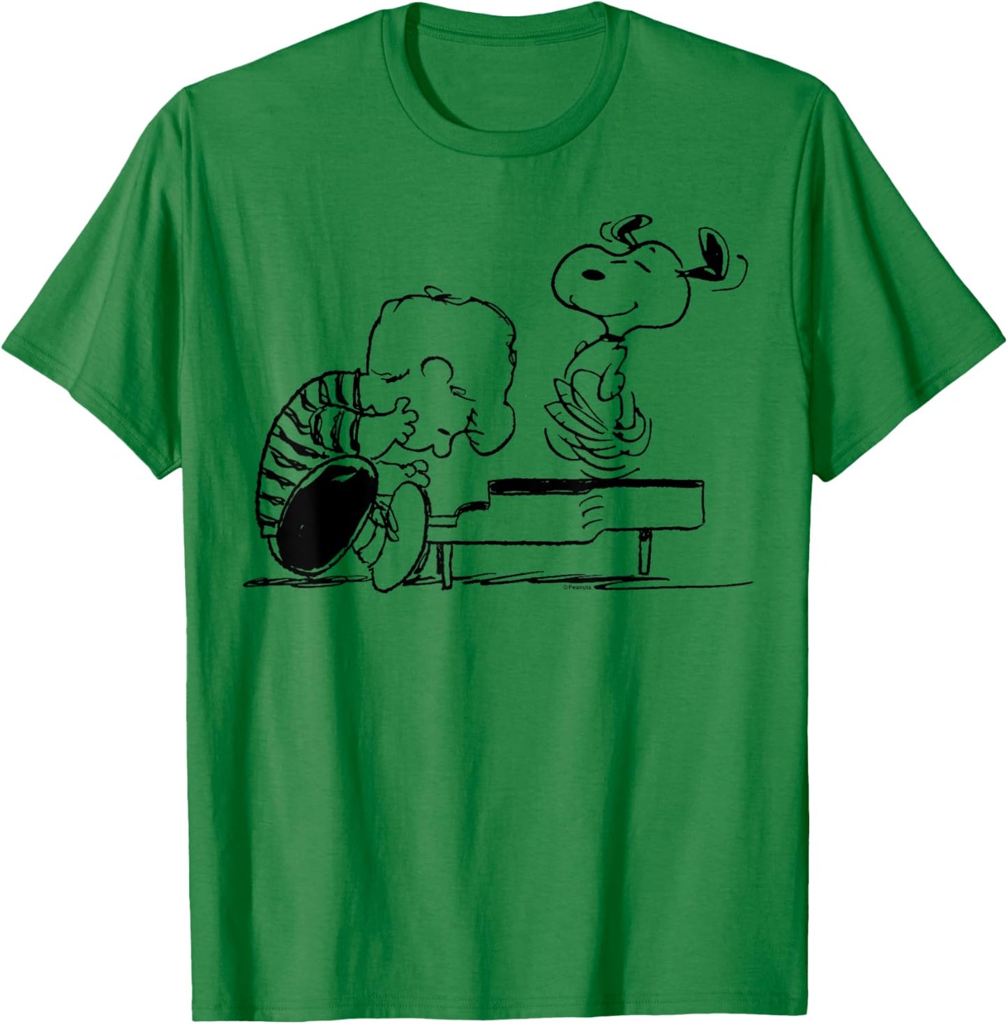 Peanuts - Schroeder And Snoopy Piano T-Shirt - T-Shirt | Irish Green