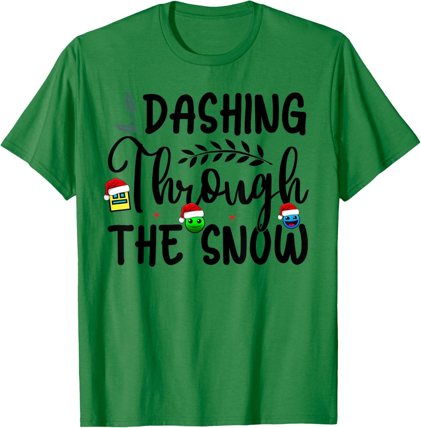 Geometry Dashing Through The Snow Sleep Dash Game Christmas T-Shirt - T-Shirt | Irish Green