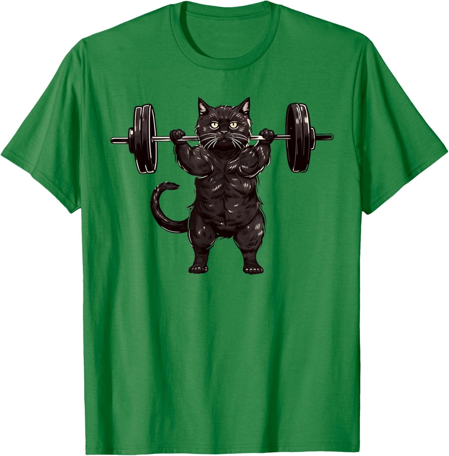 Cat Workout, Cat Deadlift, Powerlifting Kitty Weightlifting Men Women Girls Kids T-Shirt - T-Shirt | Irish Green