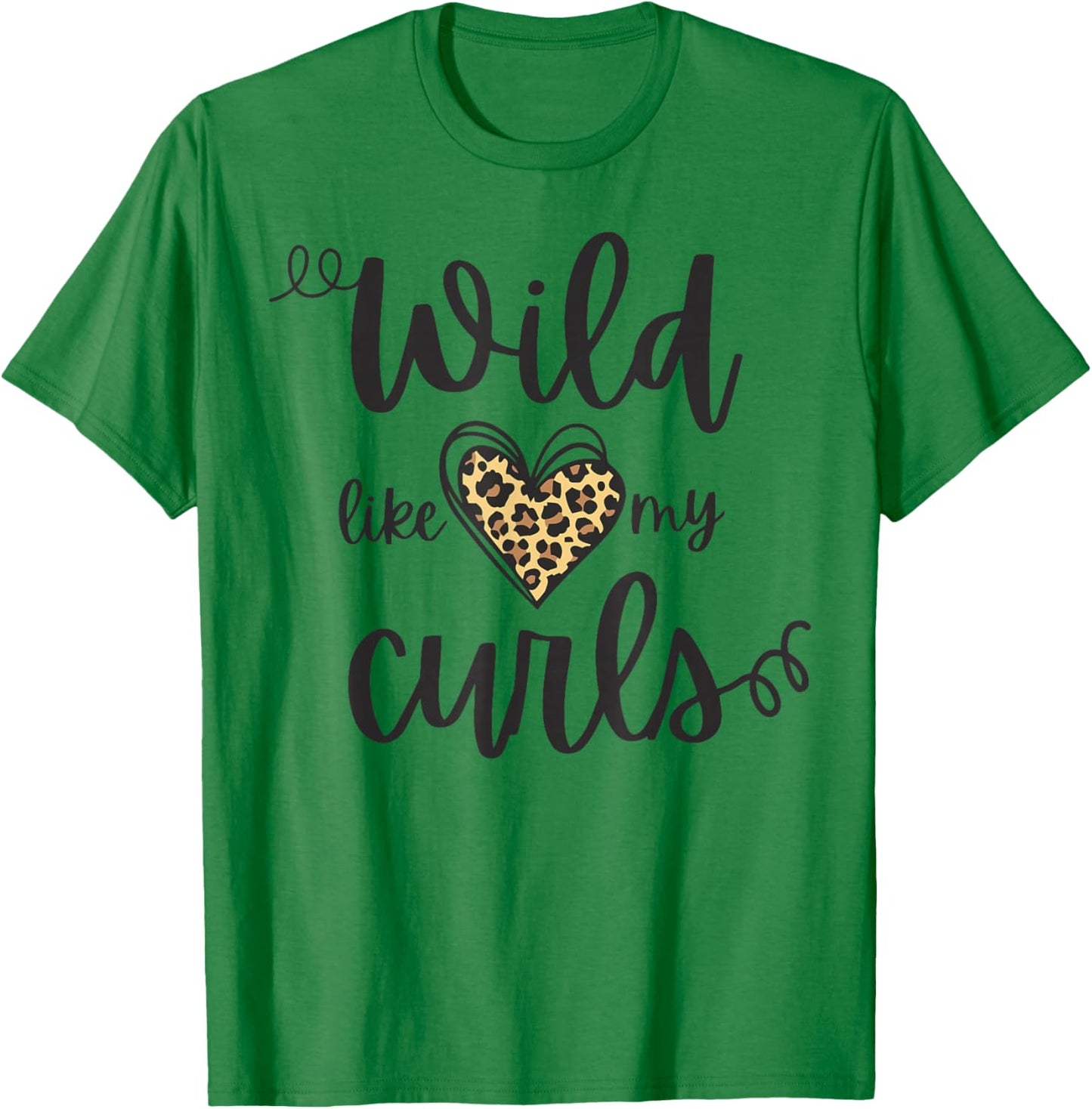 Wild Like My Curls Toddler Cute Leopard Print Curly Haired T-Shirt - T-Shirt | Irish Green