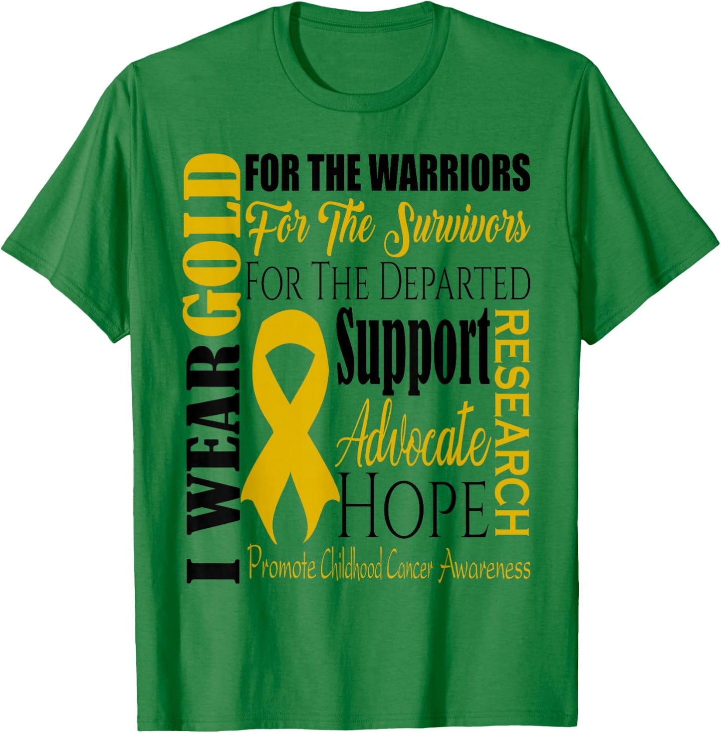 Childhood Cancer Awareness T Shirt Gold for a Child Fight T-Shirt - T-Shirt | Irish Green
