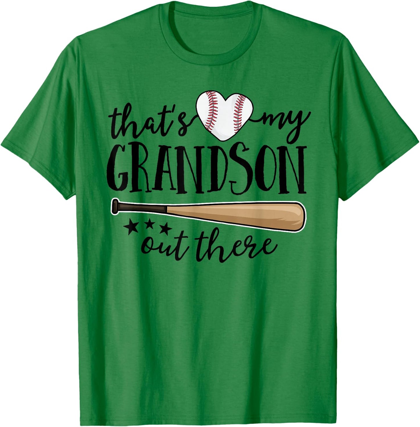 That's My Grandson Out There Gift Women Baseball Grandma T-Shirt - T-Shirt | Irish Green