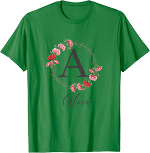 Floral Alma Nom Fleurs Nom Personnalisé Alma T-Shirt - T-Shirt | Irish Green