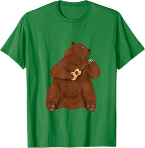 Grizzly Brown Bear Ukulele Guitar - Guitarist Uke T-Shirt - T-Shirt | Irish Green