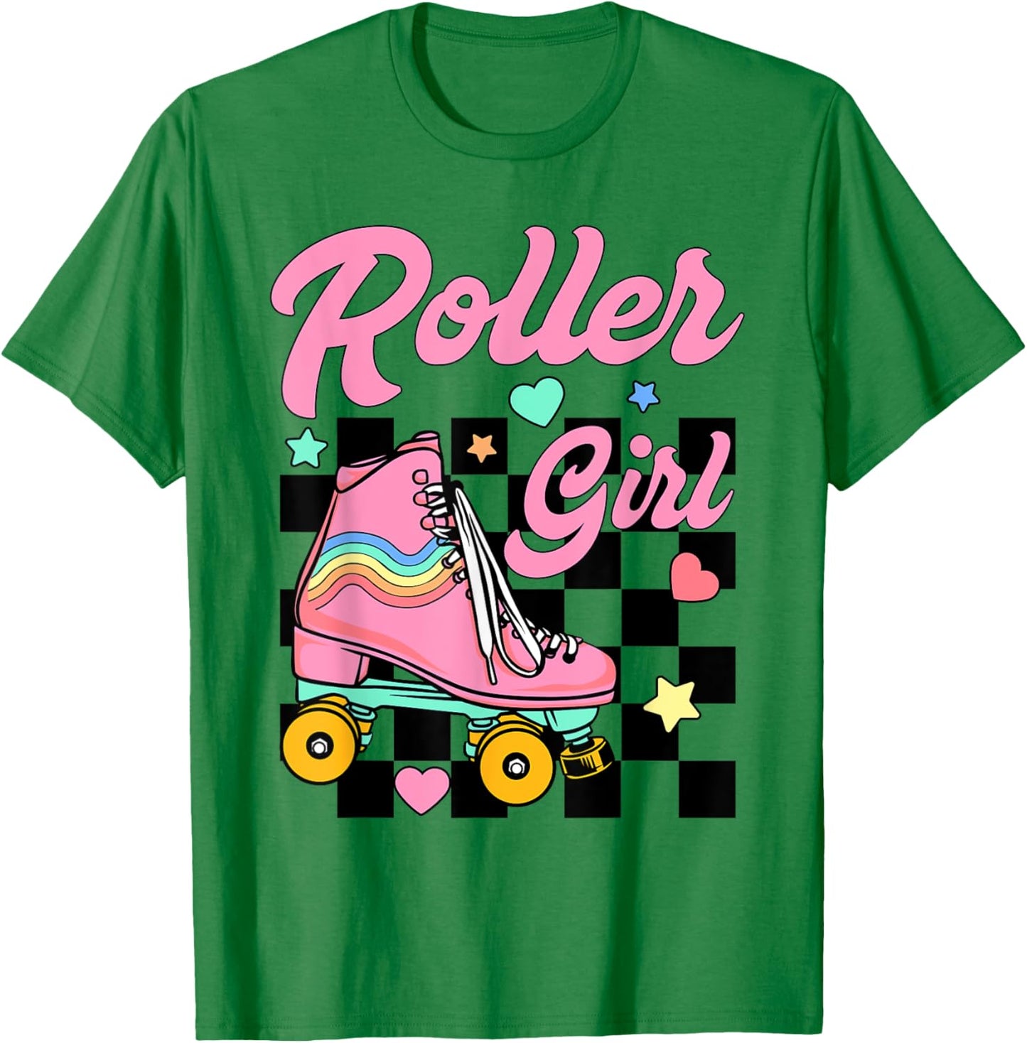 Roller Girl Retro Groovy Matching Roller Skating Skater T-Shirt - T-Shirt | Irish Green