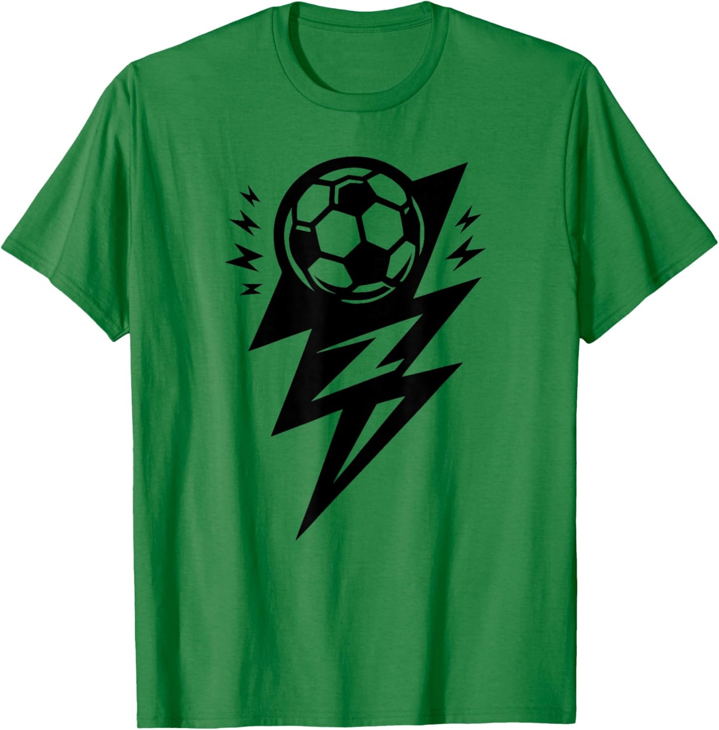 Lightning Bolt Football or Soccer Player Black Graphic T-Shirt - T-Shirt | Irish Green