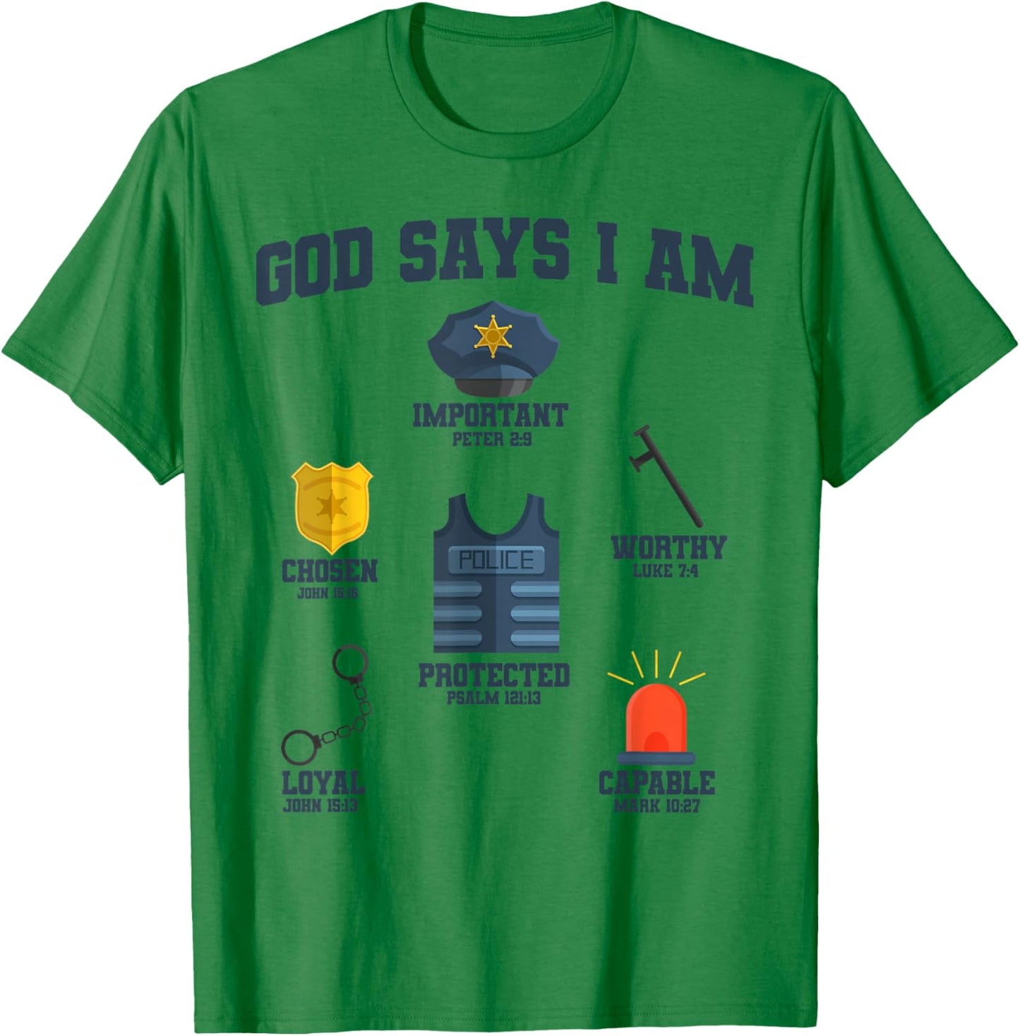 God Says I Am Police Lover Kids Boys Christian T-Shirt - T-Shirt | Irish Green