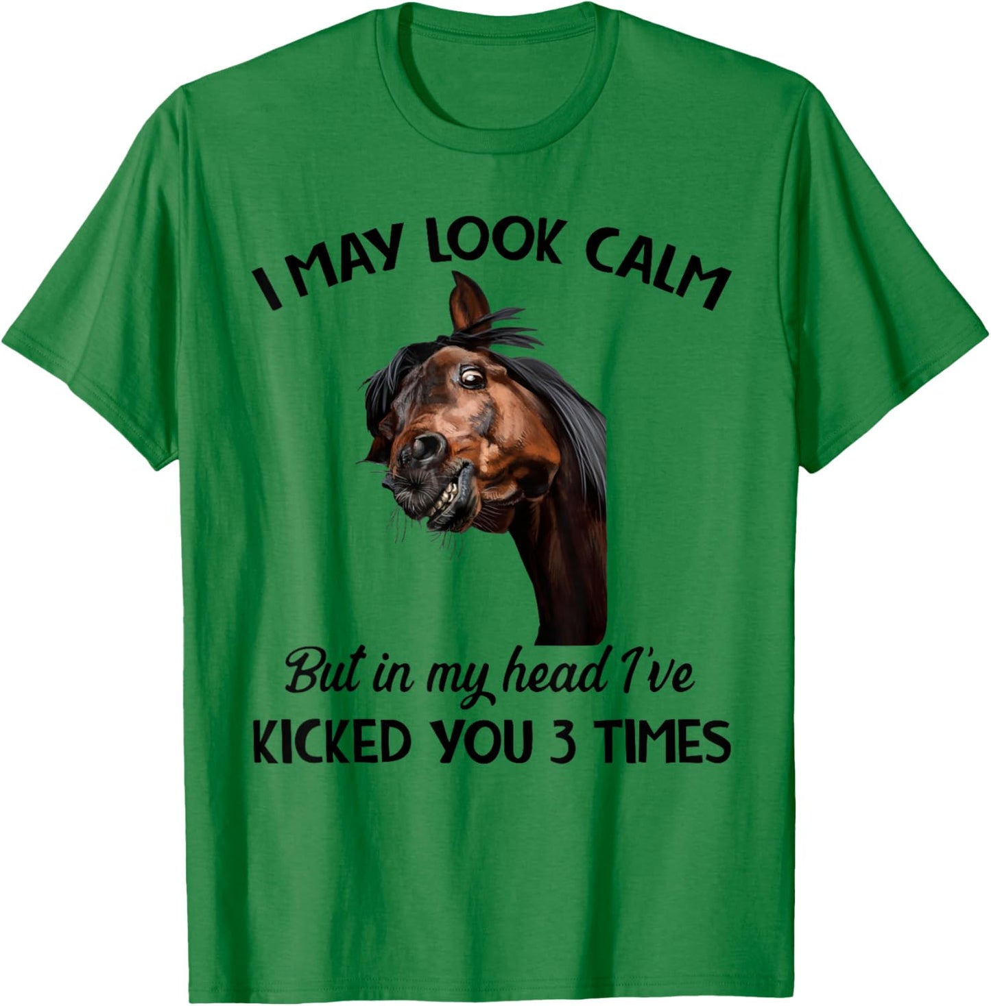 I may look calm but in my head I've kicked you 3 times T-Shirt - T-Shirt | Irish Green
