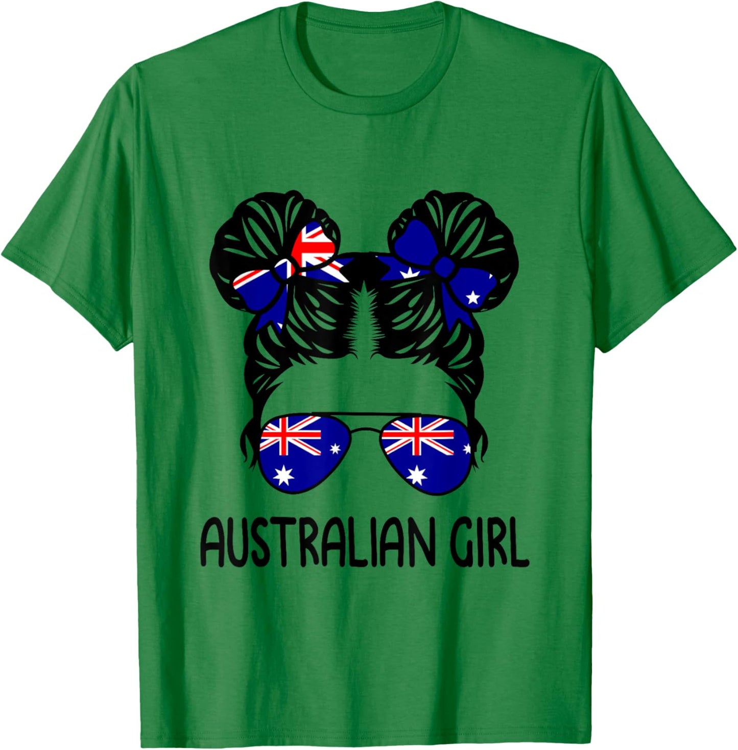 Australian Girl Messy Hair Australia Pride Patriotic Kids T-Shirt - T-Shirt | Irish Green