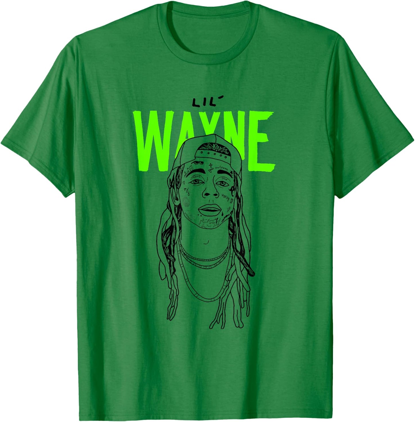 Lil Wayne Illustrated Face Logo Small T-Shirt - T-Shirt | Irish Green
