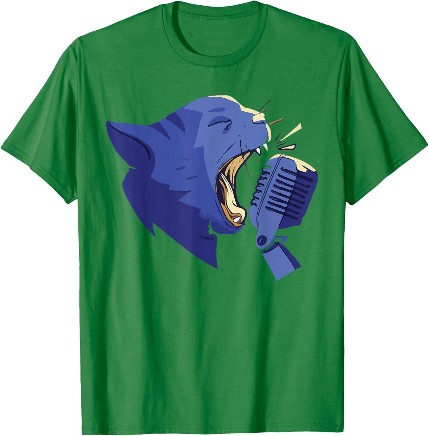 Cute Karaoke Singing Cat Singer Musical Band Vocalist Women Kids T-Shirt - T-Shirt | Irish Green