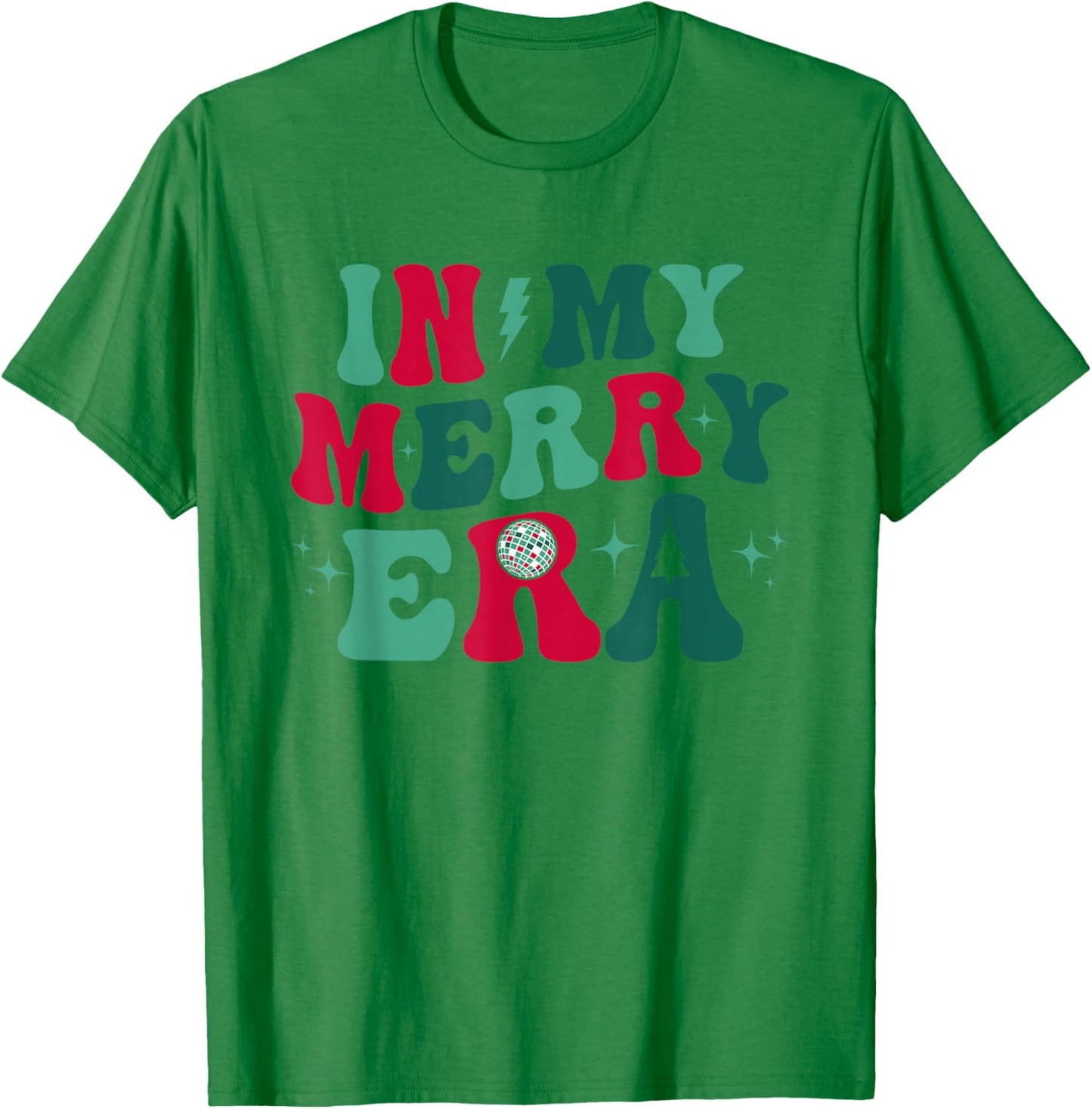 Christmas In My Merry Era Xmas Holiday Groovy Xmas Pajamas T-Shirt - T-Shirt | Irish Green