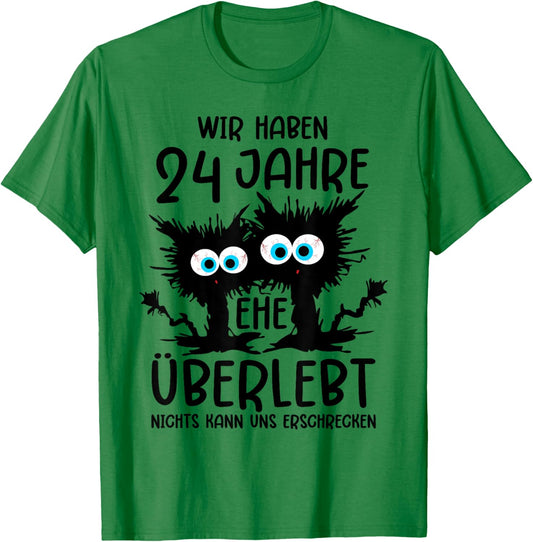 24 Jahre Verheiratet Satinhochzeit 24 Hochzeitstag T-Shirt - T-Shirt | Irish Green