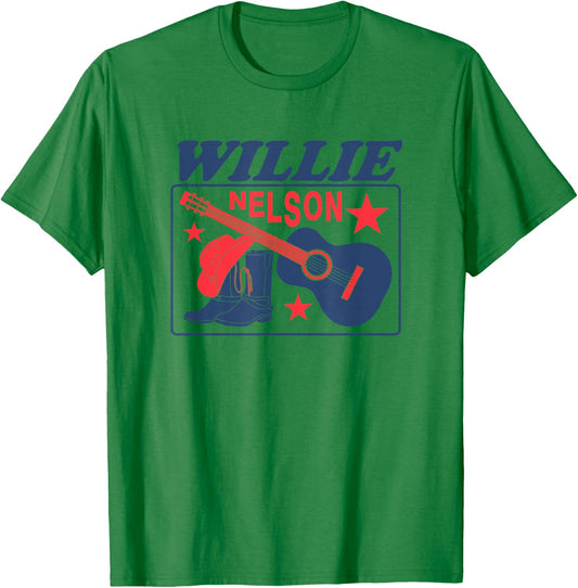 Official Willie Nelson Boots T-Shirt - T-Shirt | Irish Green