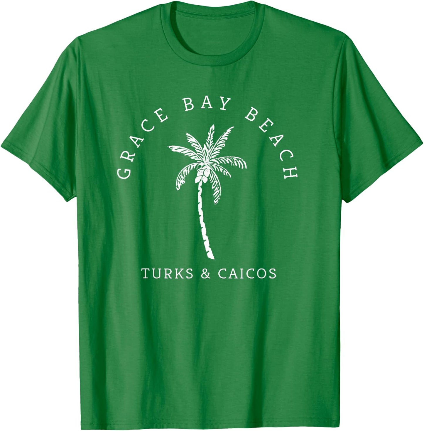 Original Grace Bay Turks & Caicos Palm Tree Novelty Art T-Shirt - T-Shirt | Irish Green