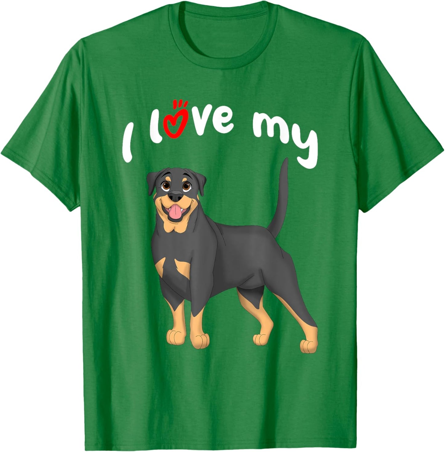I Love My Rottweiler Dog T-Shirt - T-Shirt | Irish Green