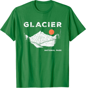 Retro Glacier National Park Montana Vintage T-Shirt - T-Shirt | Irish Green