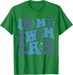 In My Swim Era Groovy Swimming Funny Swimmer T-Shirt - T-Shirt | Irish Green