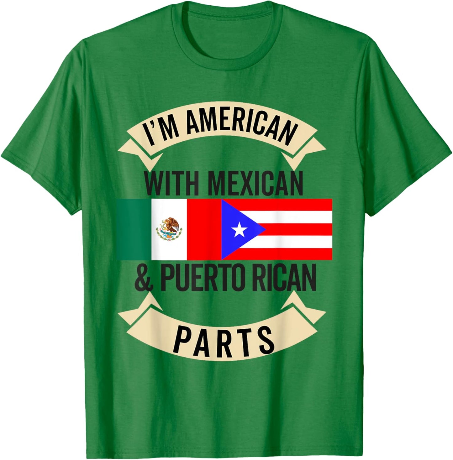 Half Mexican Half Puerto Rican Flag Mexirican Heritage Roots T-Shirt - T-Shirt | Irish Green