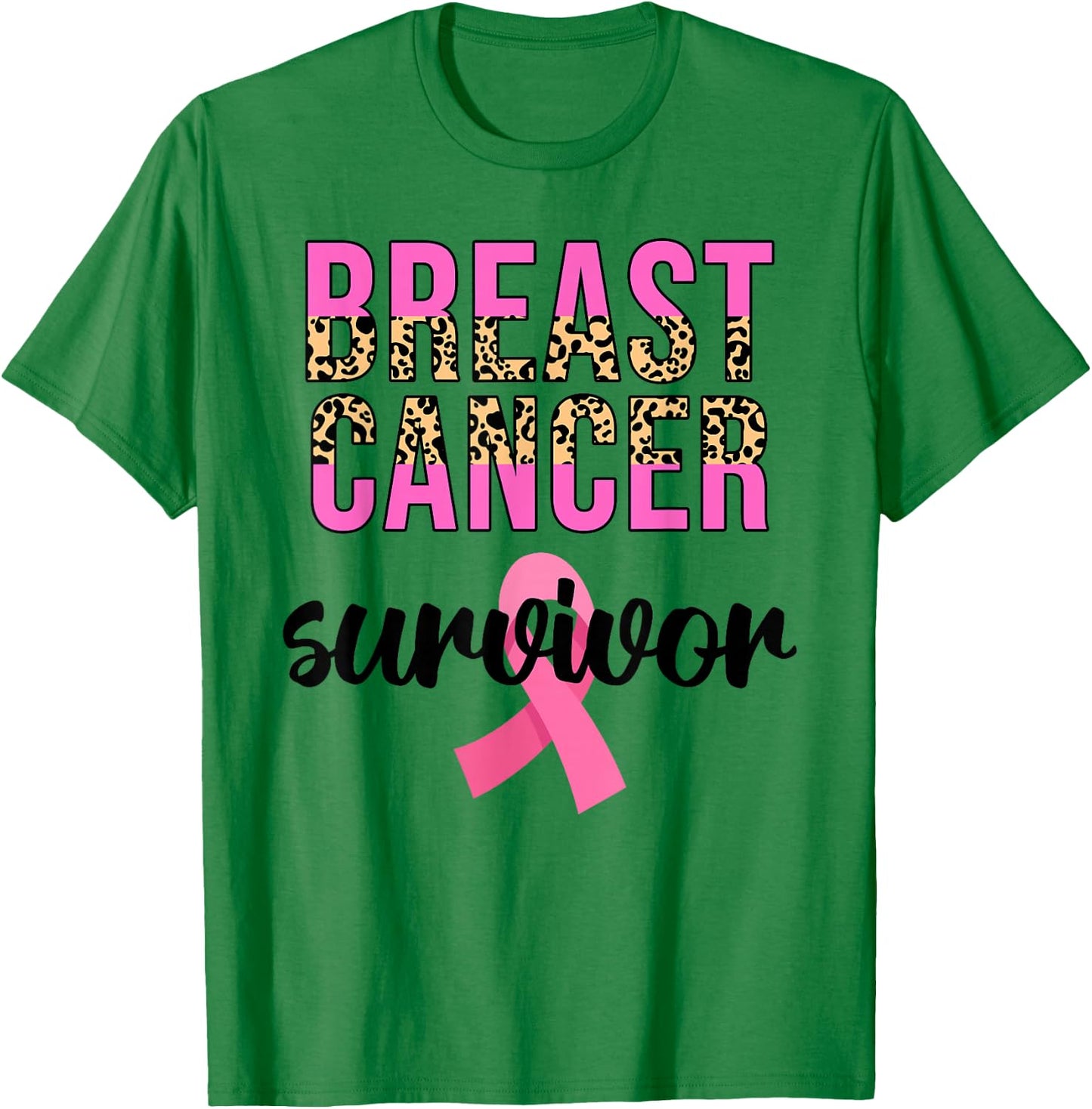 Breast Cancer Survivor Women Leopard Breast Cancer Awareness T-Shirt - T-Shirt | Irish Green
