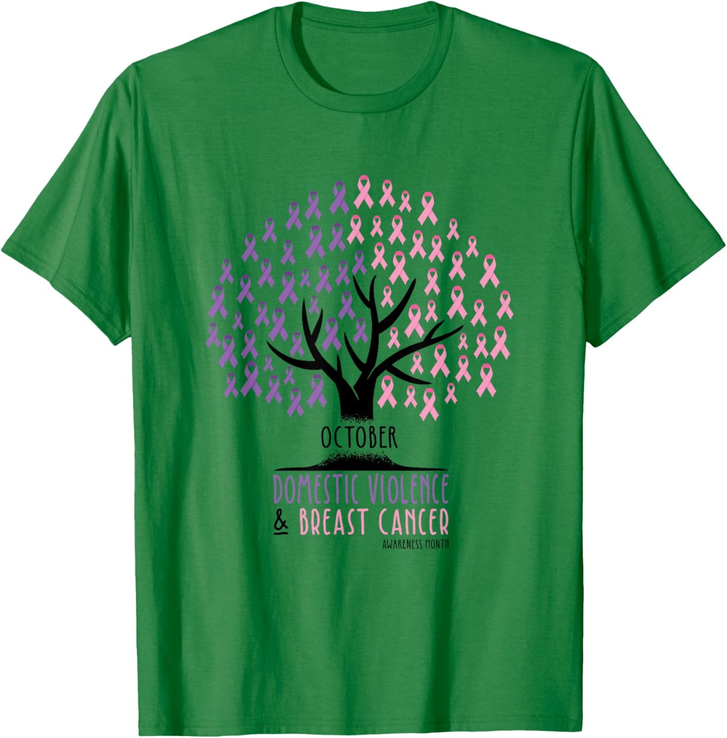Ribbon Tree, Breast Cancer and Domestic Violence Awareness T-Shirt - T-Shirt | Irish Green
