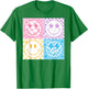 Happy Face Smile Checkered Pattern Retro Vibes Trendy Funny T-Shirt - T-Shirt | Irish Green