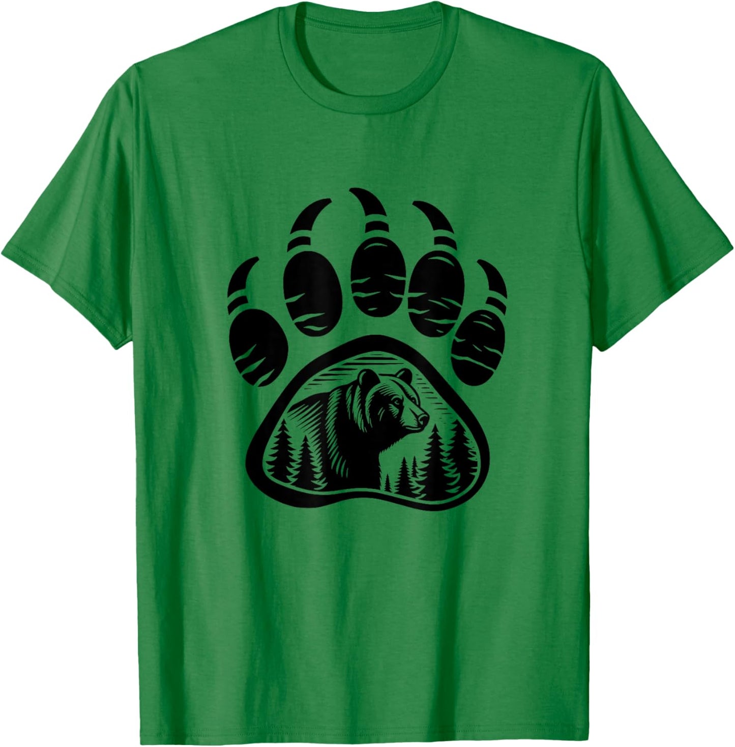 Grizzly Bear Paw Graphic Design T-Shirt - T-Shirt | Irish Green