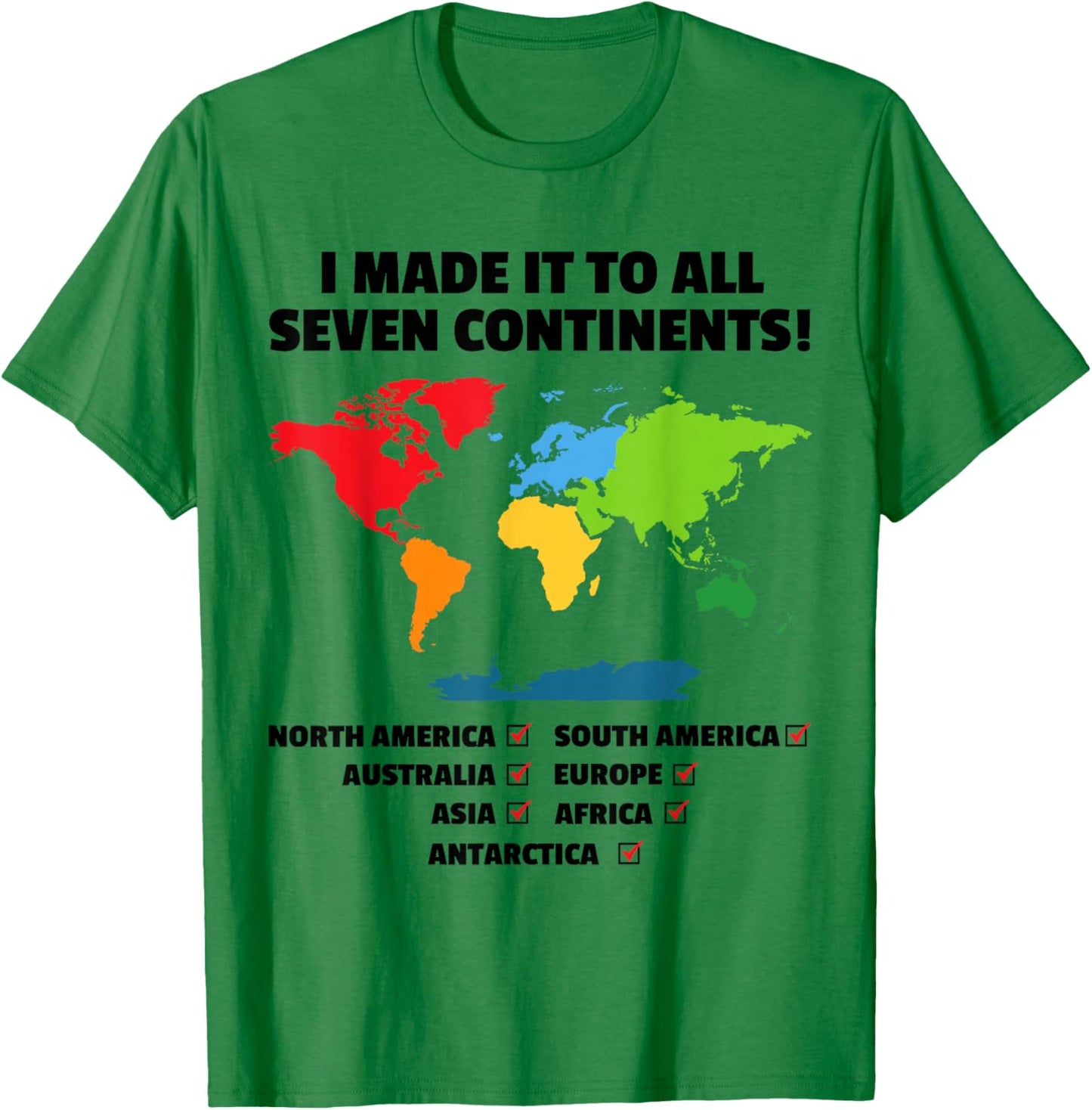 World Traveler - Seven Continents - 7 Continents Club T-Shirt - T-Shirt | Irish Green