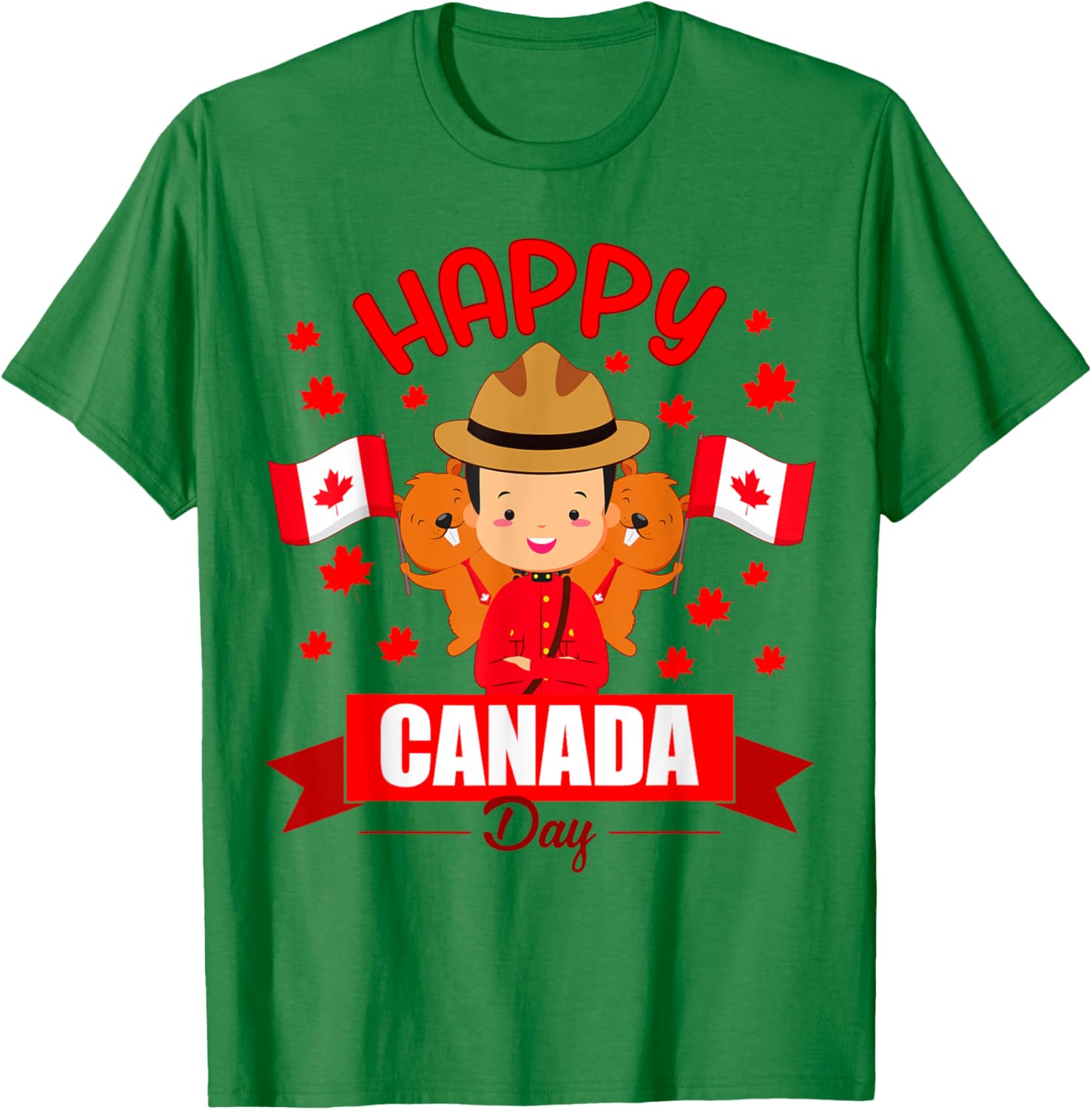 Happy Canada day Flag boys girls kids Toddler Canadian Pride T-Shirt - T-Shirt | Irish Green